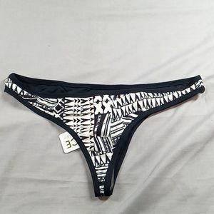 L Space Bikini Bottom Women MEDIUM Cruisewear Resort New  BLACK WHITE ITSY CUT